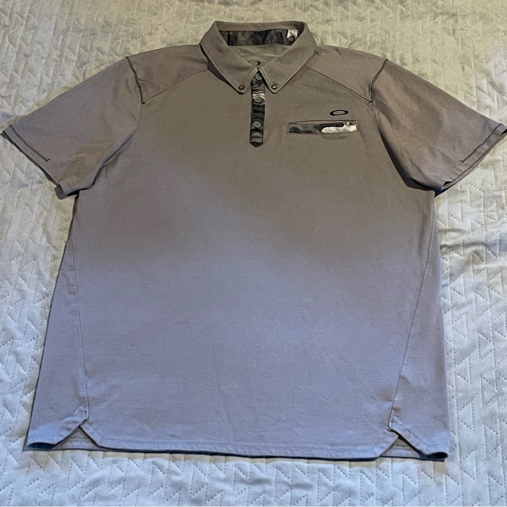 Oakley‎ camo trim polo shirt mens large NWOT gray